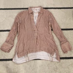 Free People Long Sleeve Striped Oversized Tunic